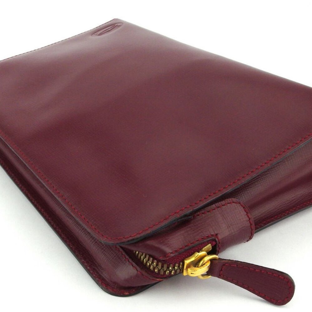 Cartier clutch bag mast line Bordeaux leather Auth used E1619 - Picture 4 of 8